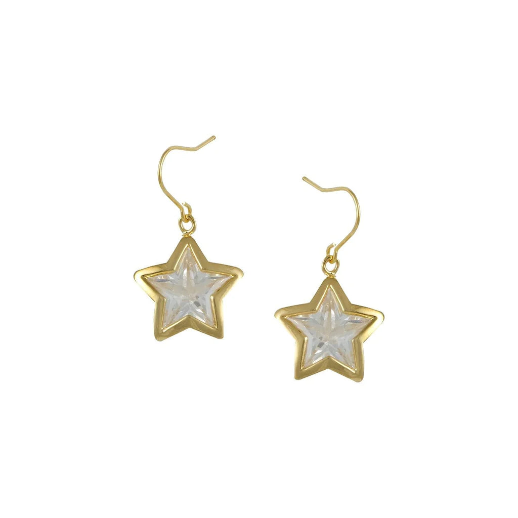 Gold Star Drop Earrings