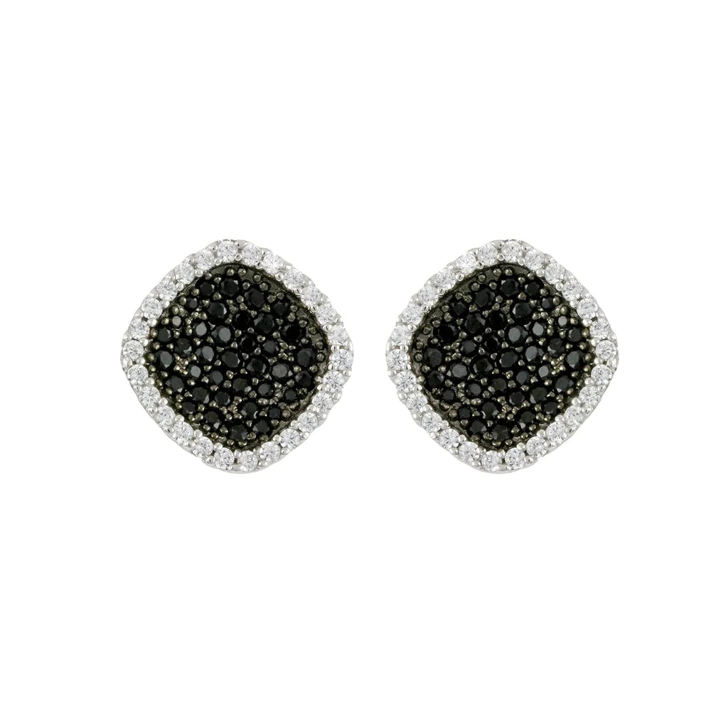 Jet Black Square Earrings